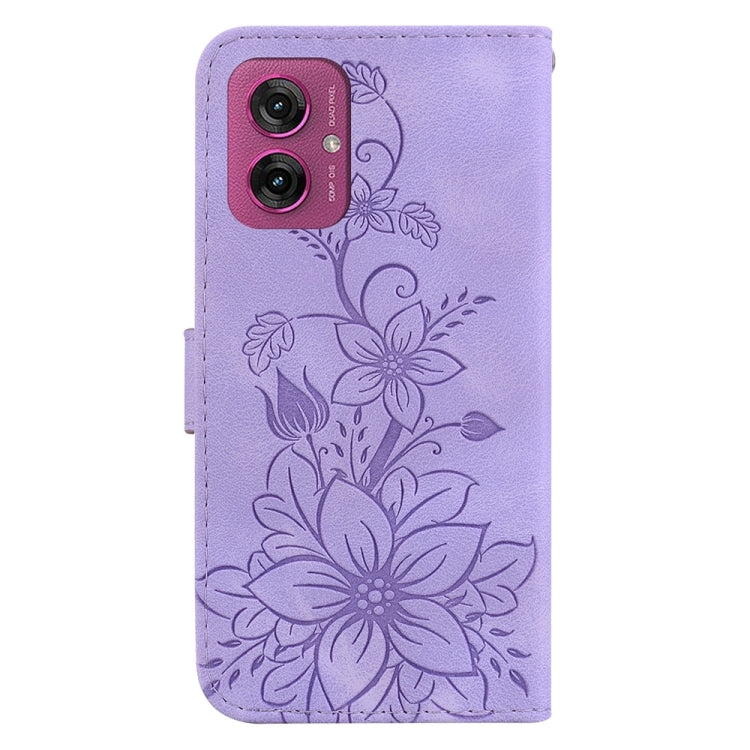 For Motorola Moto G55 Lily Embossed Leather Phone Case