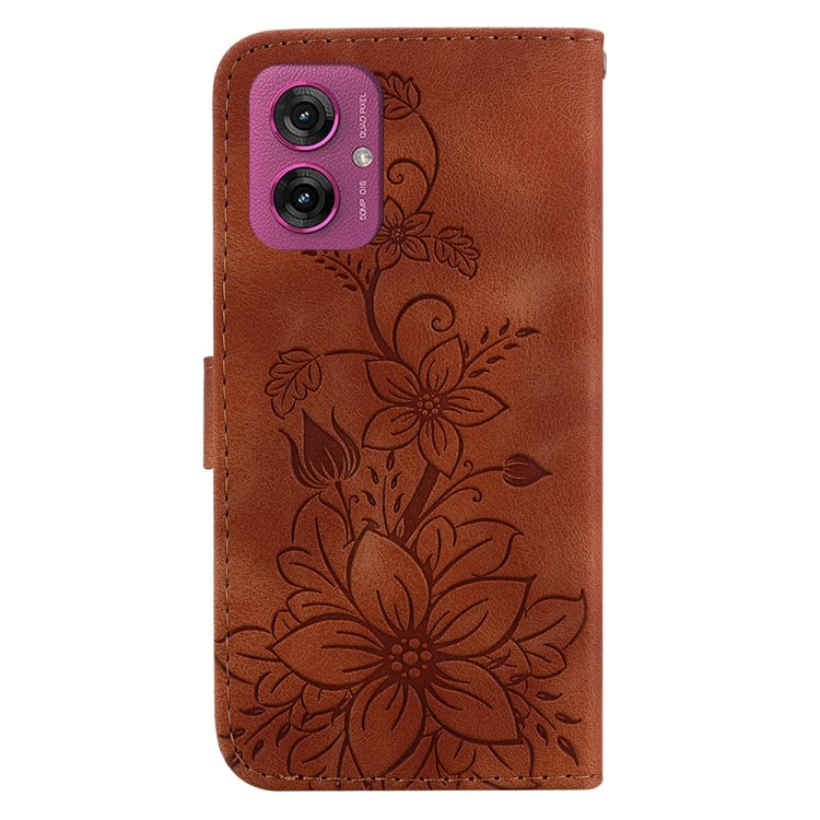 For Motorola Moto G55 Lily Embossed Leather Phone Case