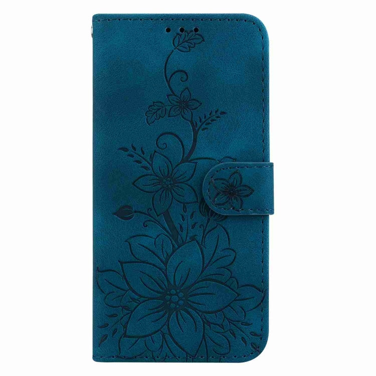 For Motorola Moto G55 Lily Embossed Leather Phone Case