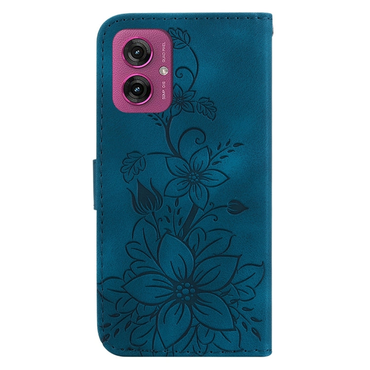 For Motorola Moto G55 Lily Embossed Leather Phone Case