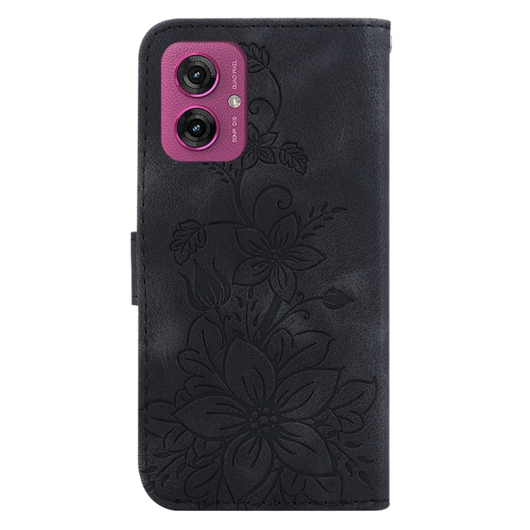For Motorola Moto G55 Lily Embossed Leather Phone Case