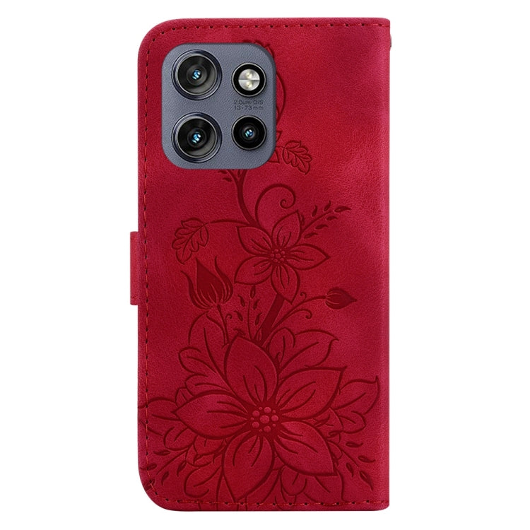 For Motorola Edge 50 Neo 5G Global Lily Embossed Leather Phone Case