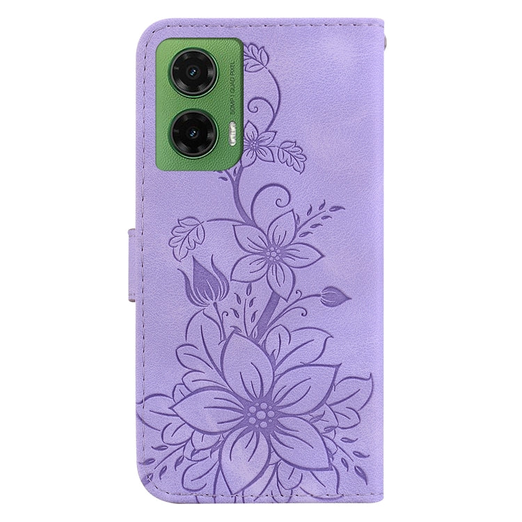 For Motorola Moto G35 Lily Embossed Leather Phone Case