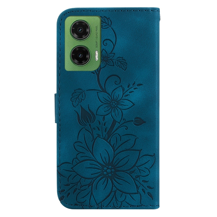 For Motorola Moto G35 Lily Embossed Leather Phone Case