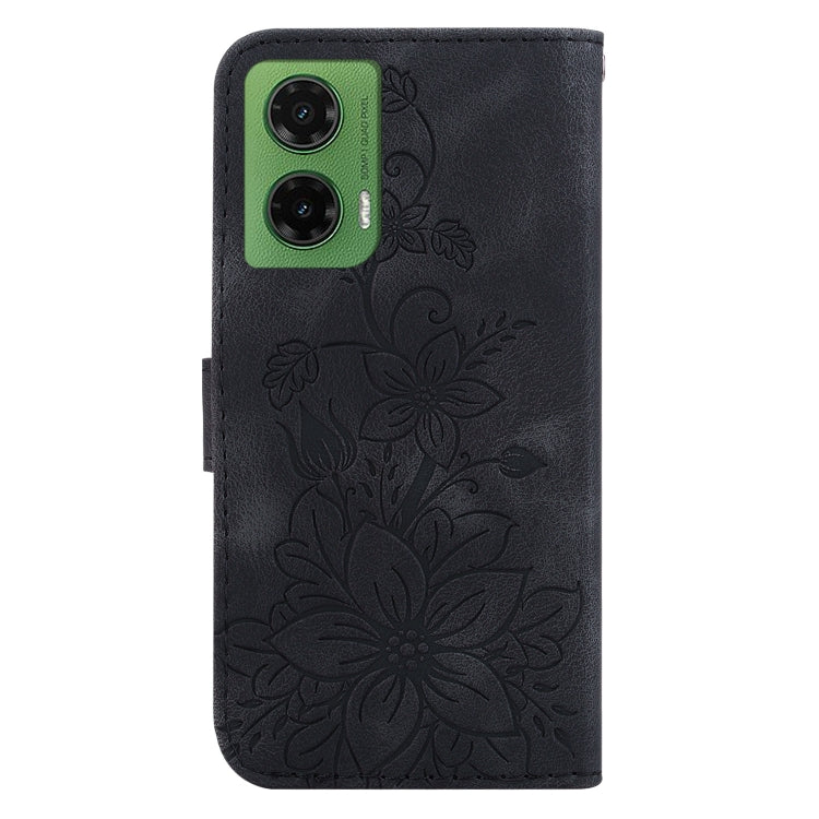 For Motorola Moto G35 Lily Embossed Leather Phone Case