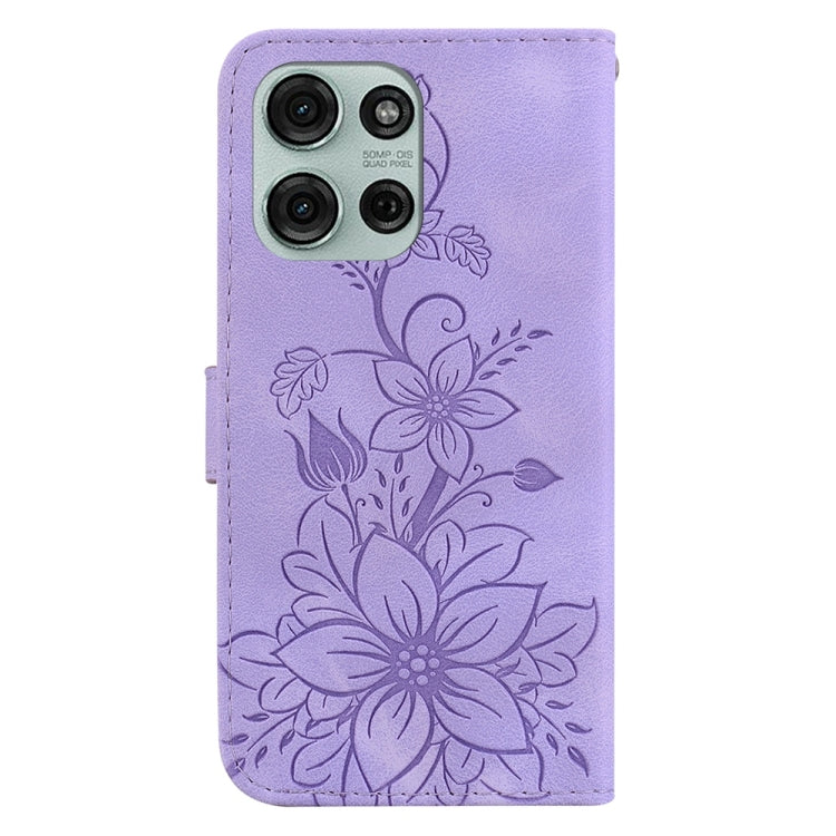 For Motorola Moto G75 5G Lily Embossed Leather Phone Case