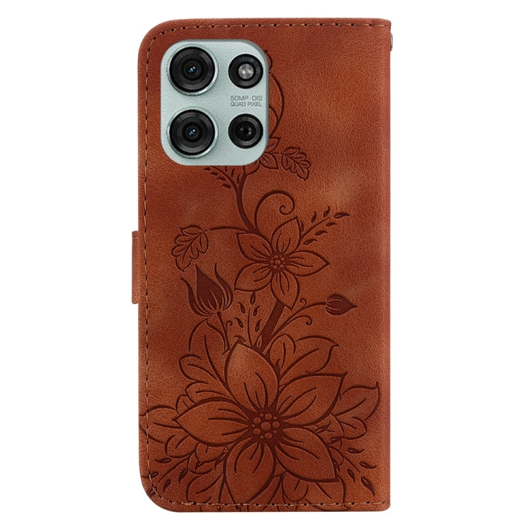 For Motorola Moto G75 5G Lily Embossed Leather Phone Case