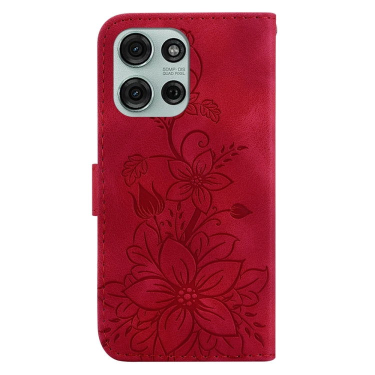 For Motorola Moto G75 5G Lily Embossed Leather Phone Case