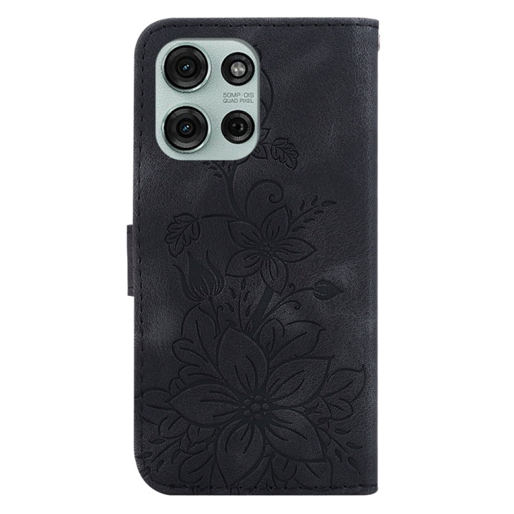 For Motorola Moto G75 5G Lily Embossed Leather Phone Case