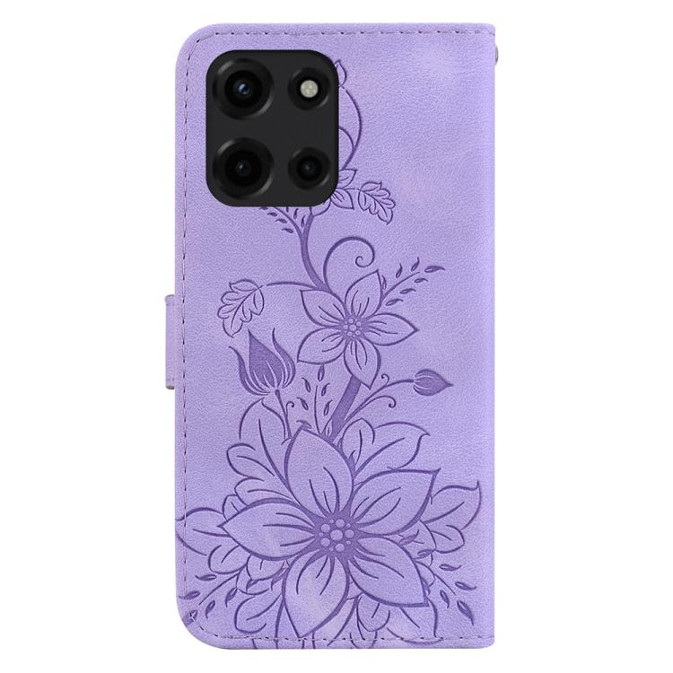 For Motorola Moto G 5G 2025 Lily Embossed Leather Phone Case