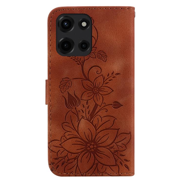 For Motorola Moto G 5G 2025 Lily Embossed Leather Phone Case