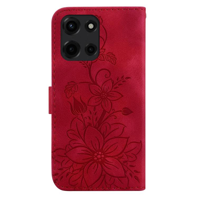For Motorola Moto G 5G 2025 Lily Embossed Leather Phone Case