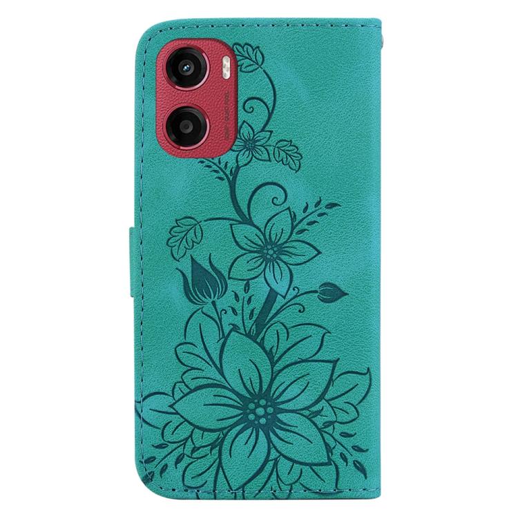 For Motorola Moto G05 / E15 Lily Embossed Leather Phone Case