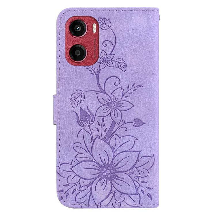 For Motorola Moto G05 / E15 Lily Embossed Leather Phone Case