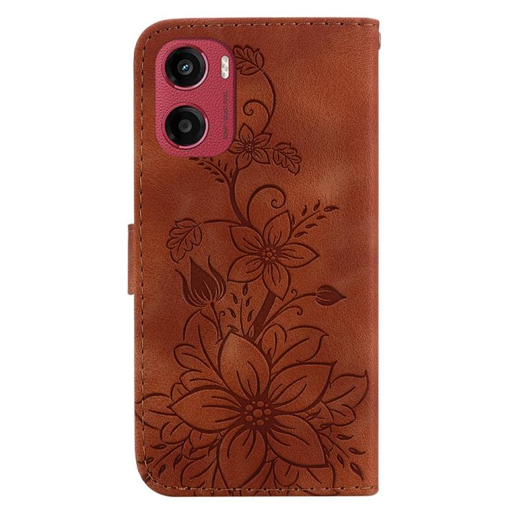 For Motorola Moto G05 / E15 Lily Embossed Leather Phone Case
