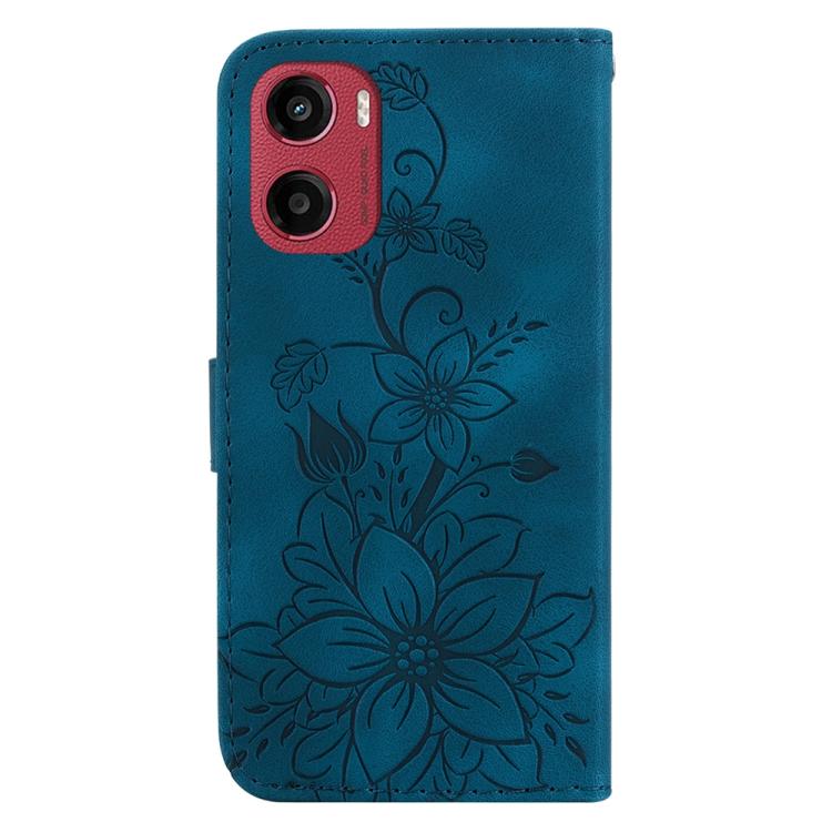 For Motorola Moto G05 / E15 Lily Embossed Leather Phone Case