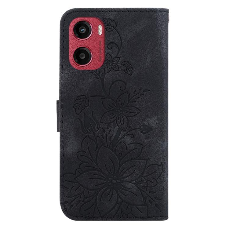 For Motorola Moto G05 / E15 Lily Embossed Leather Phone Case