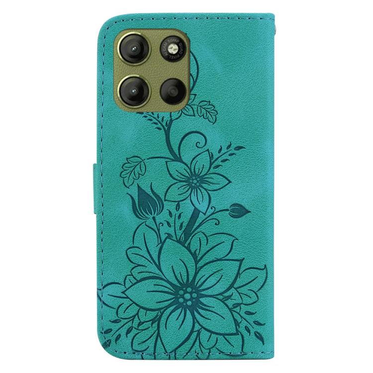 For Motorola Moto G15 Lily Embossed Leather Phone Case