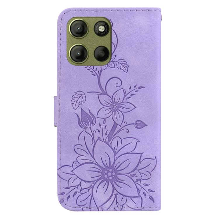 For Motorola Moto G15 Lily Embossed Leather Phone Case