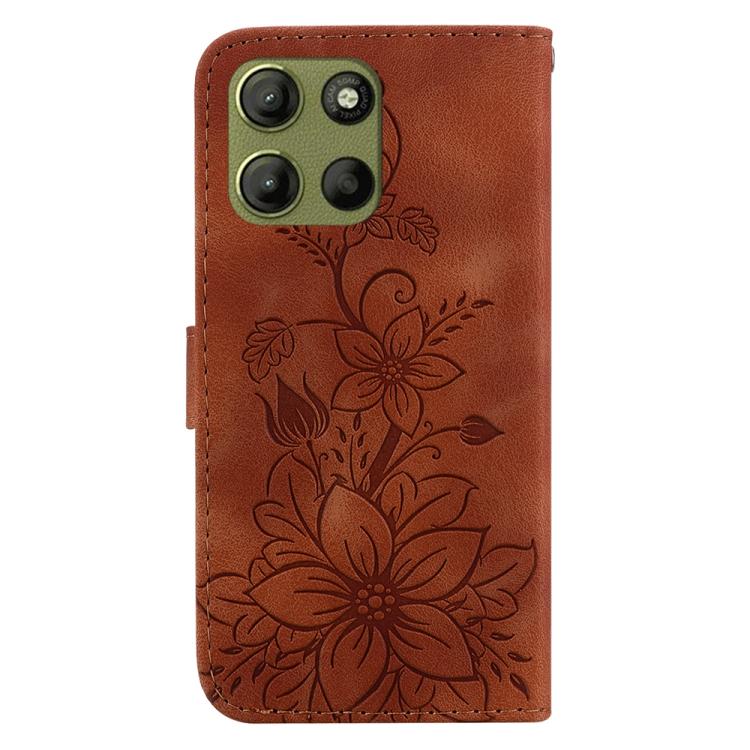 For Motorola Moto G15 Lily Embossed Leather Phone Case