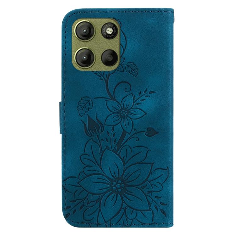 For Motorola Moto G15 Lily Embossed Leather Phone Case