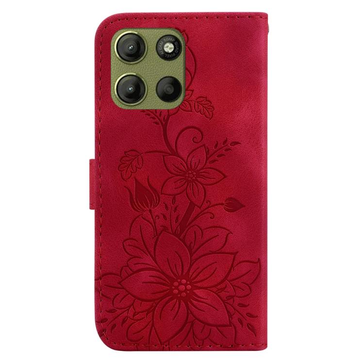 For Motorola Moto G15 Lily Embossed Leather Phone Case