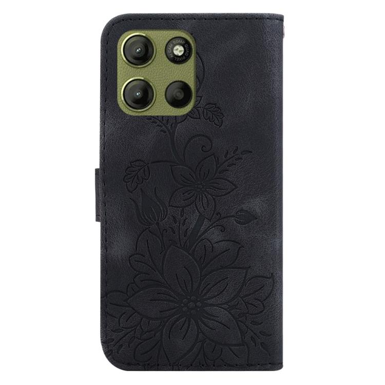 For Motorola Moto G15 Lily Embossed Leather Phone Case