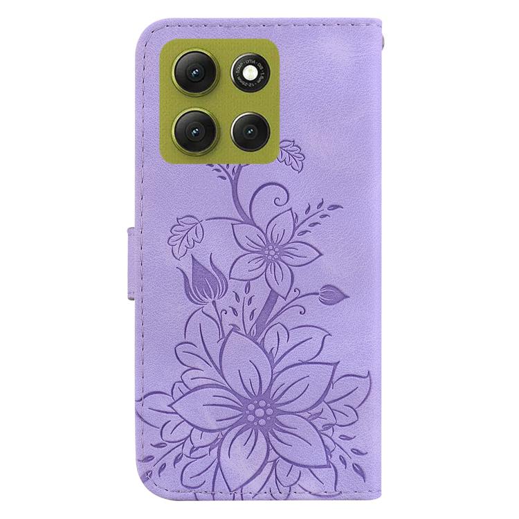 For Motorola Moto G86 5G Lily Embossed Leather Phone Case