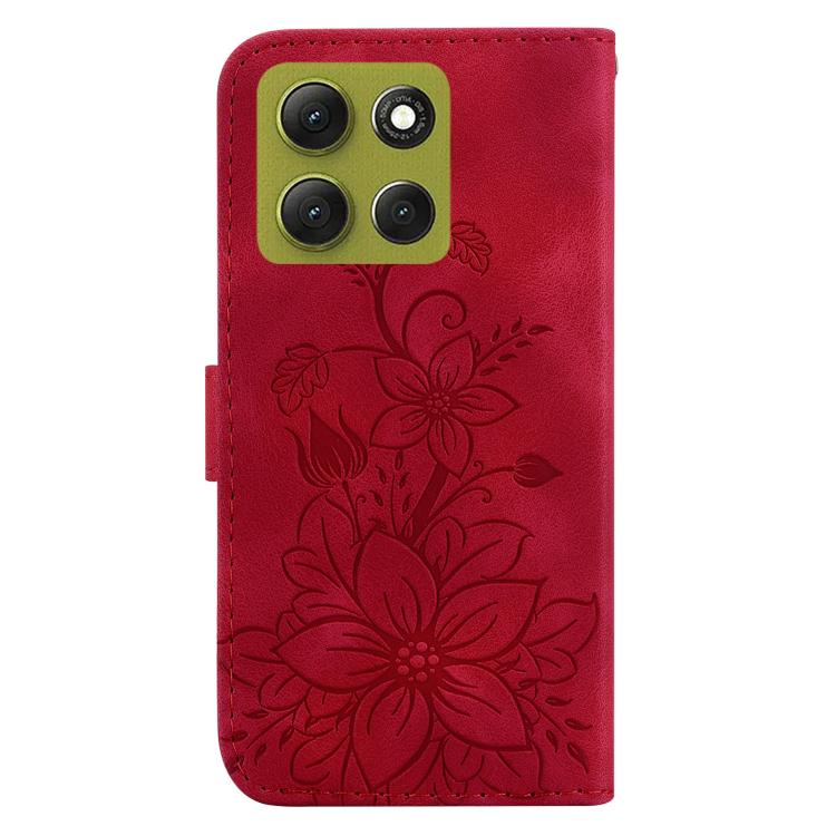 For Motorola Moto G86 5G Lily Embossed Leather Phone Case