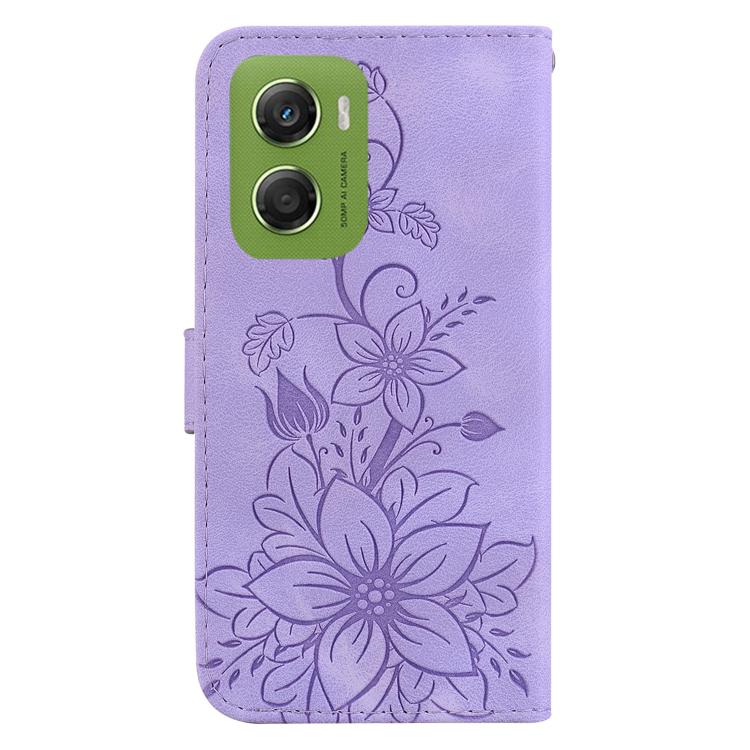 For Motorola Moto G06 4G Lily Embossed Leather Phone Case