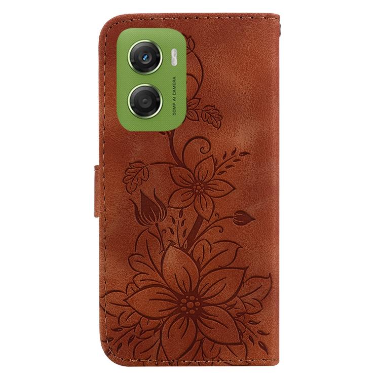For Motorola Moto G06 4G Lily Embossed Leather Phone Case