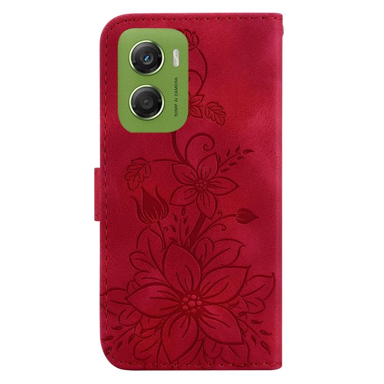 For Motorola Moto G06 4G Lily Embossed Leather Phone Case