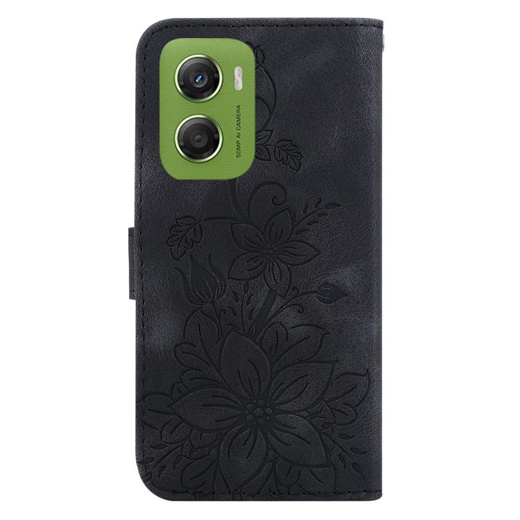 For Motorola Moto G06 4G Lily Embossed Leather Phone Case