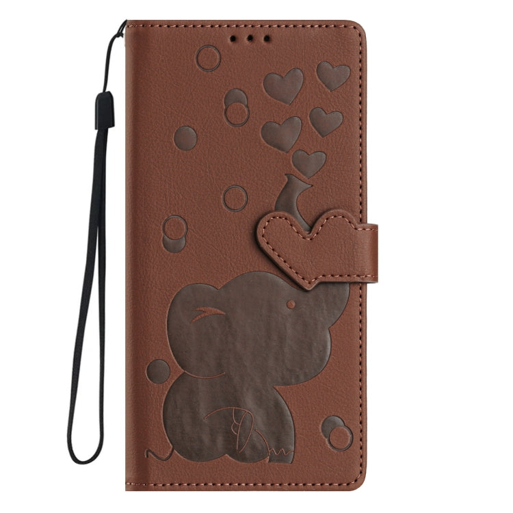 For Samsung Galaxy A12 5G Cartoon Elephant Embossed Leather Phone Case