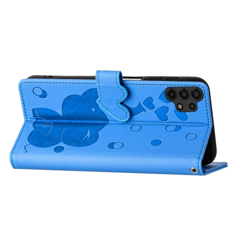 For Samsung Galaxy A13 4G / 5G Cartoon Elephant Embossed Leather Phone Case