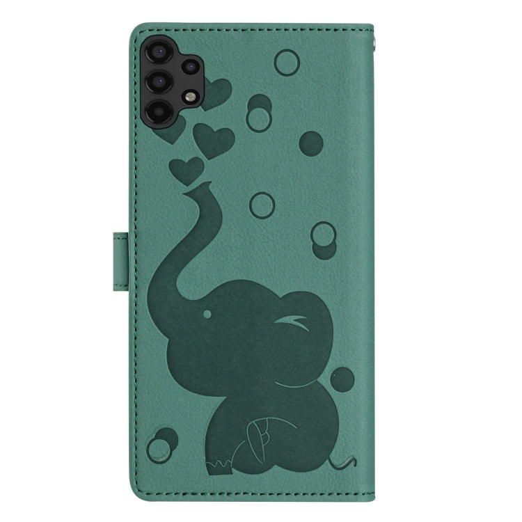 For Samsung Galaxy A13 4G / 5G Cartoon Elephant Embossed Leather Phone Case