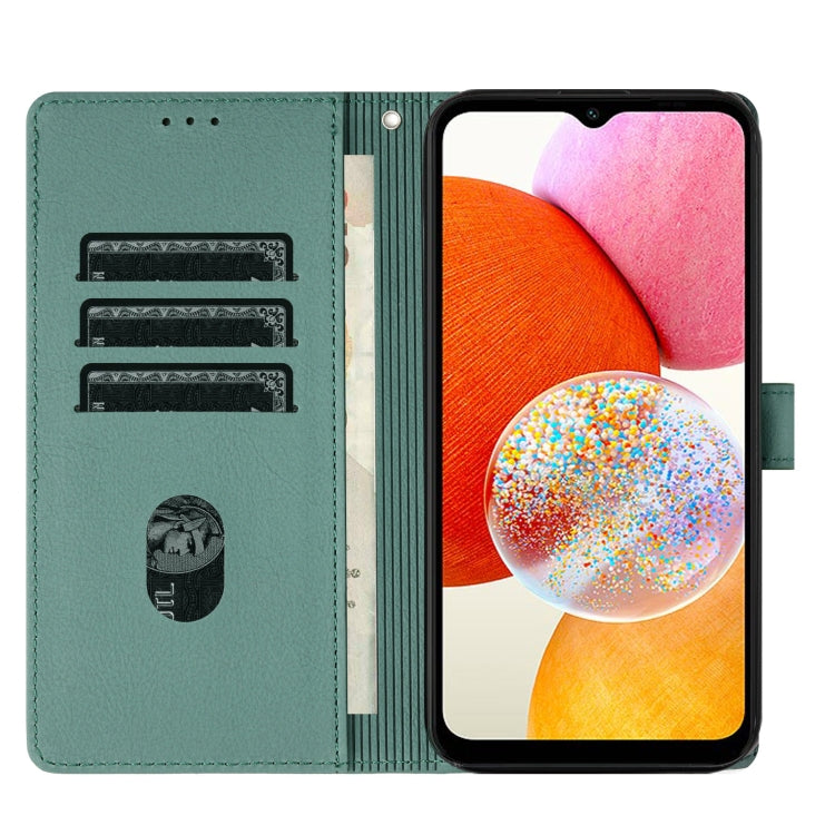 For Samsung Galaxy A14 Cartoon Elephant Embossed Leather Phone Case