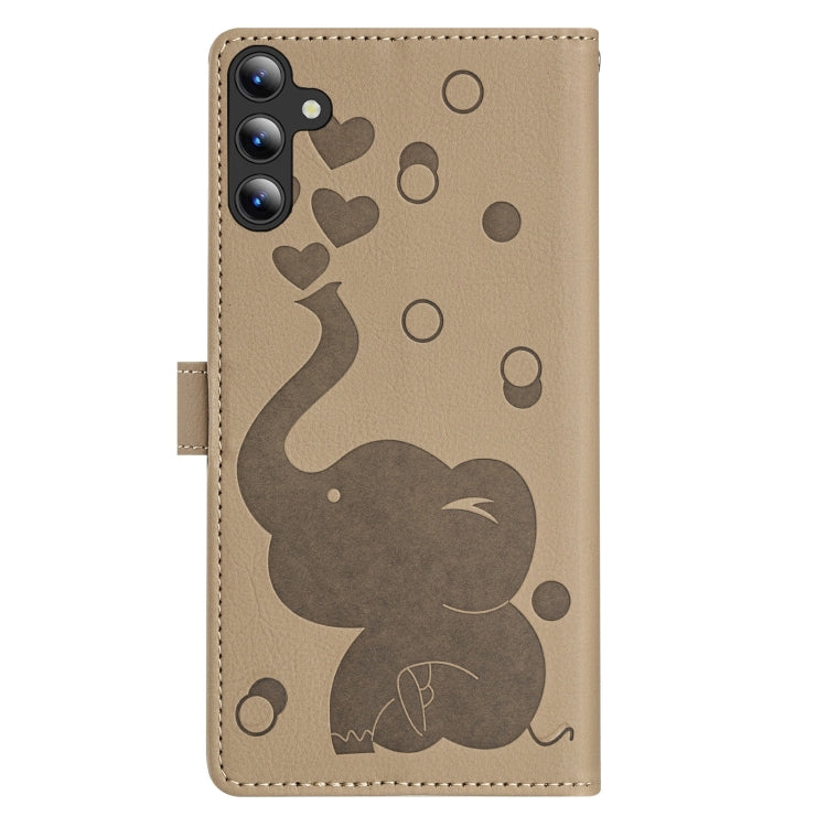 For Samsung Galaxy A14 Cartoon Elephant Embossed Leather Phone Case