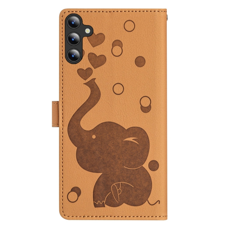 For Samsung Galaxy A16 5G Cartoon Elephant Embossed Leather Phone Case