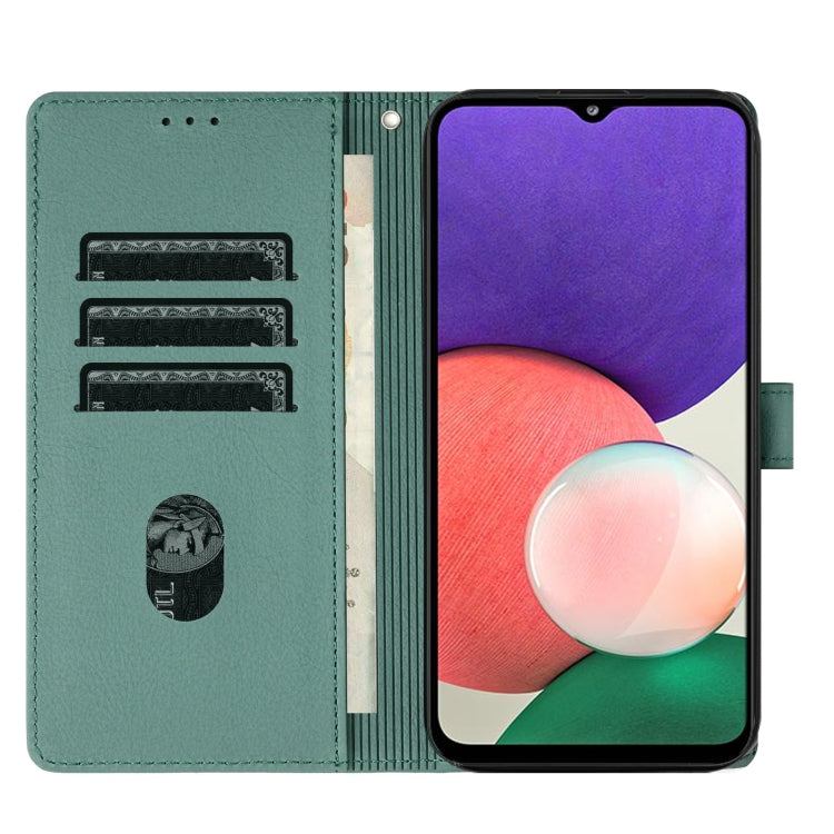 For Samsung Galaxy A22 5G Cartoon Elephant Embossed Leather Phone Case