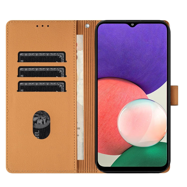 For Samsung Galaxy A22 5G Cartoon Elephant Embossed Leather Phone Case
