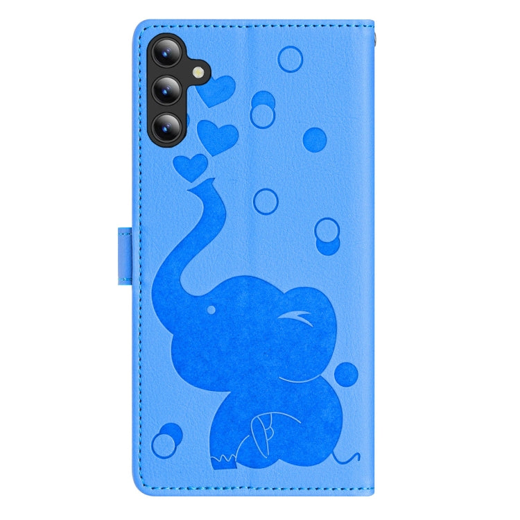 For Samsung Galaxy A24 4G Cartoon Elephant Embossed Leather Phone Case