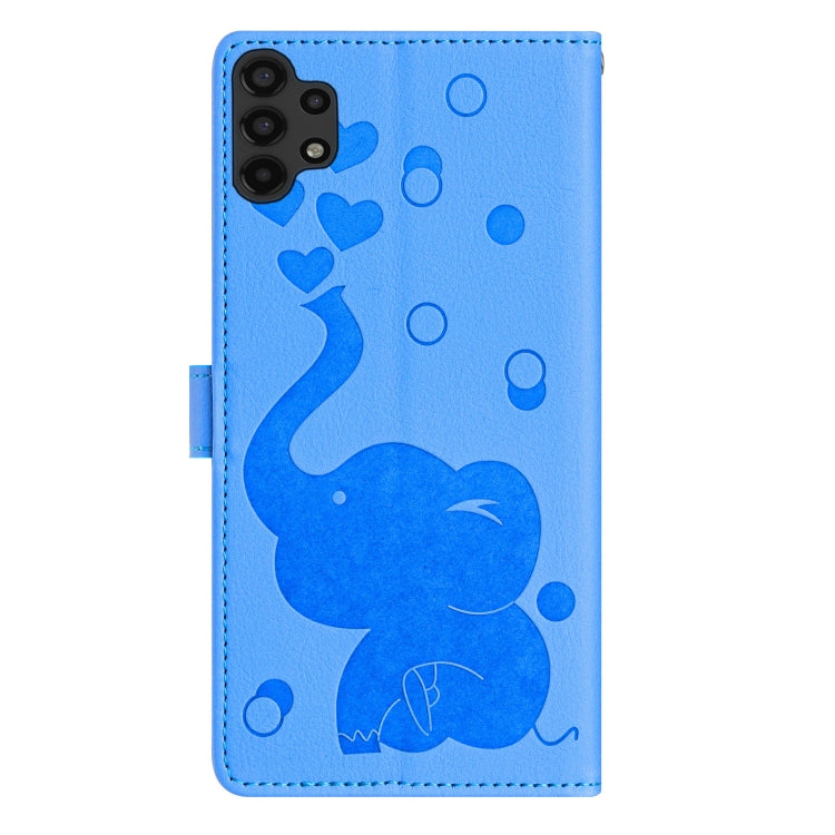 For Samsung Galaxy A32 5G Cartoon Elephant Embossed Leather Phone Case