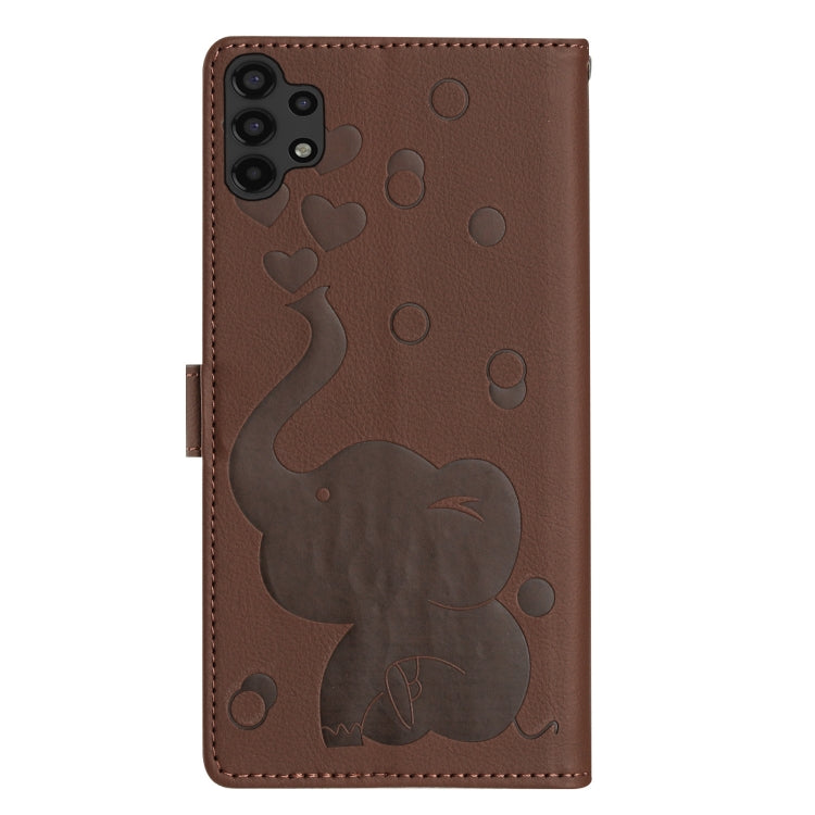 For Samsung Galaxy A32 5G Cartoon Elephant Embossed Leather Phone Case