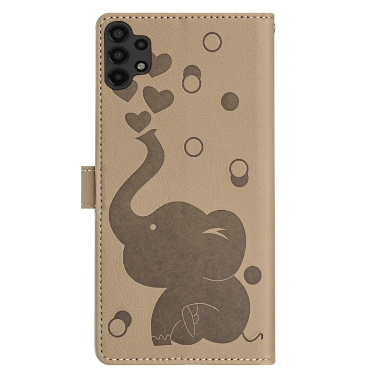 For Samsung Galaxy A32 5G Cartoon Elephant Embossed Leather Phone Case
