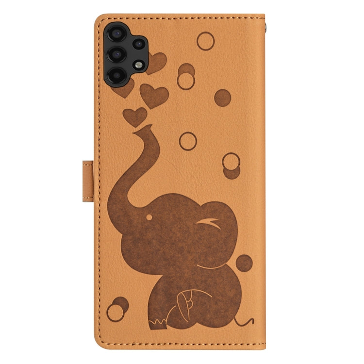 For Samsung Galaxy A32 5G Cartoon Elephant Embossed Leather Phone Case