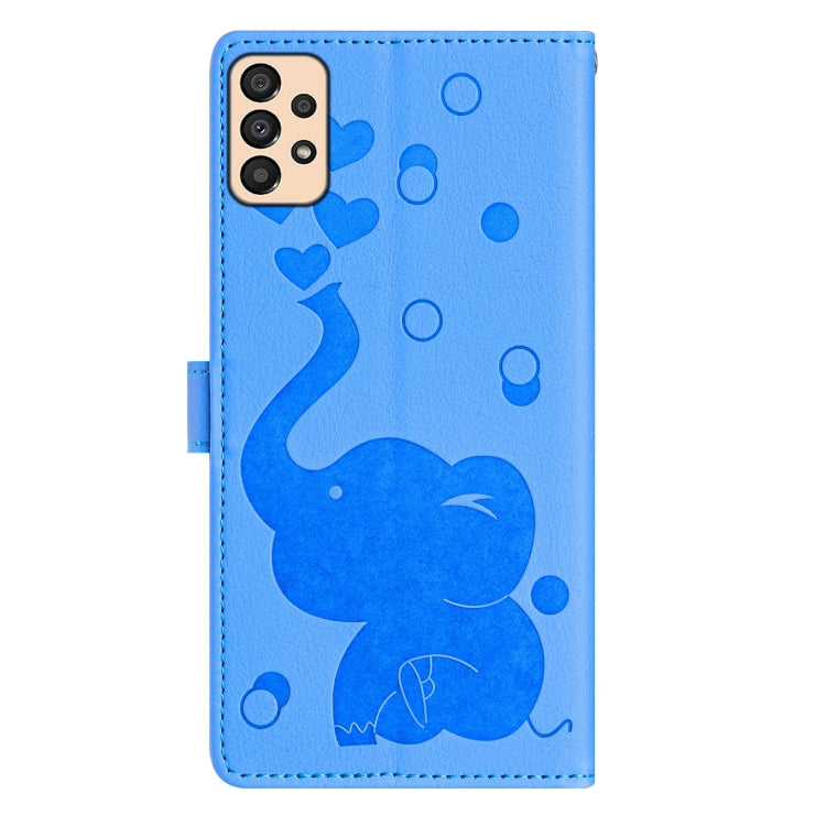 For Samsung Galaxy A33 5G Cartoon Elephant Embossed Leather Phone Case