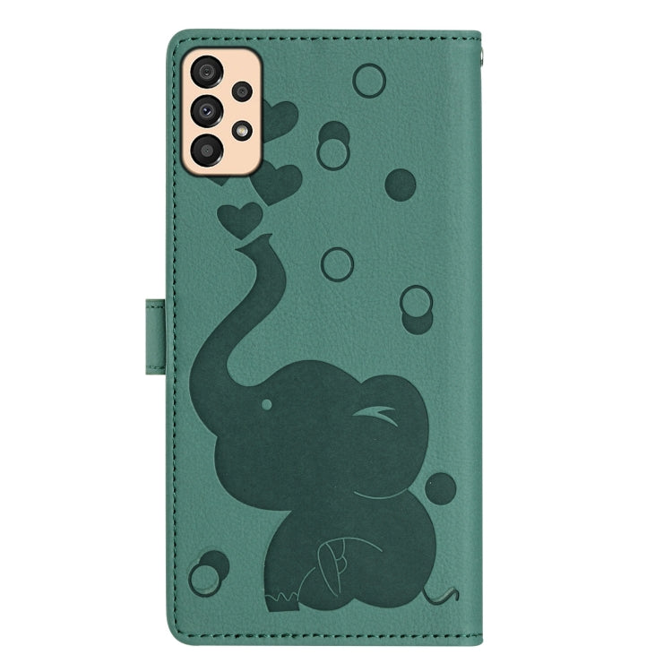 For Samsung Galaxy A33 5G Cartoon Elephant Embossed Leather Phone Case