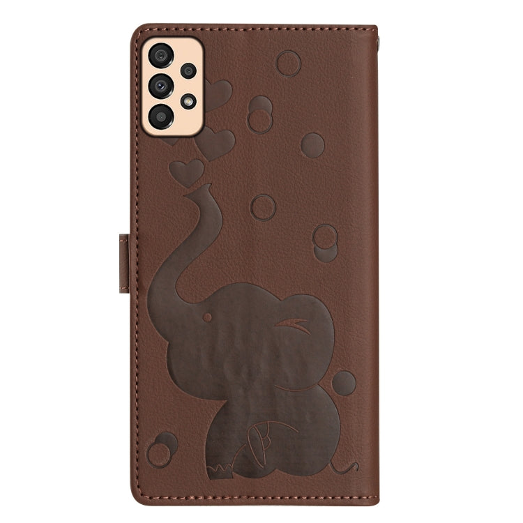 For Samsung Galaxy A33 5G Cartoon Elephant Embossed Leather Phone Case