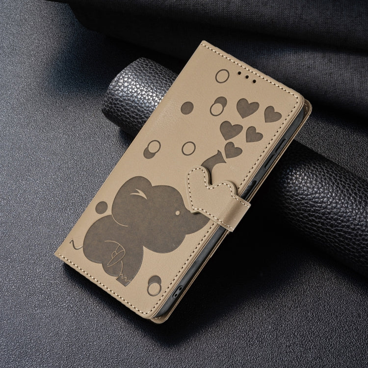 For Samsung Galaxy A33 5G Cartoon Elephant Embossed Leather Phone Case